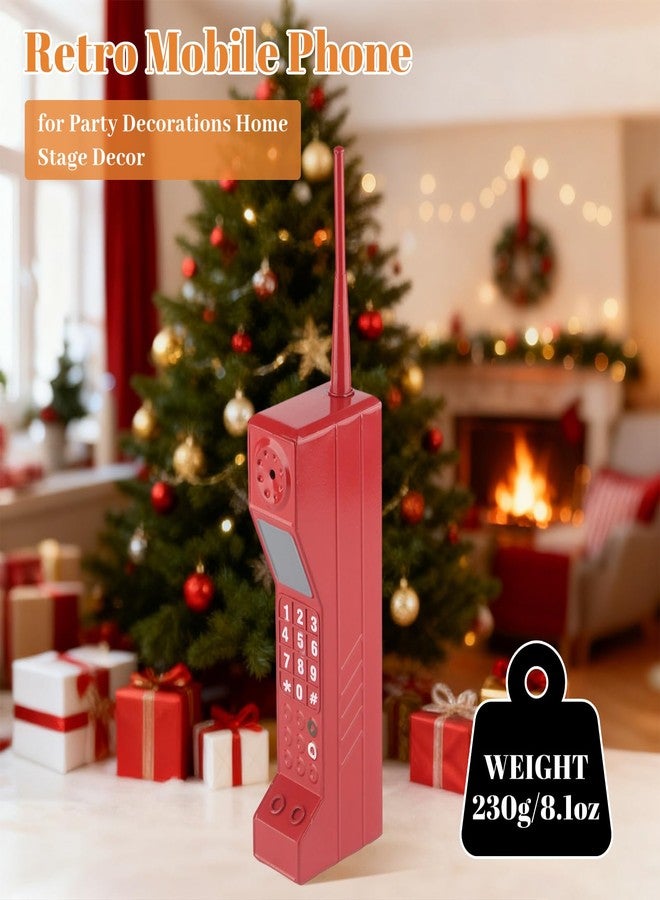 Pilipane Retro Brick Cell Phoness Ornament, 80s 90s Vintage Brick Mobile Phoness Model Halloween Party Decorations Old Fashioned Cell Phoness Model Photography Props Home Living Room (Red) - Image 3